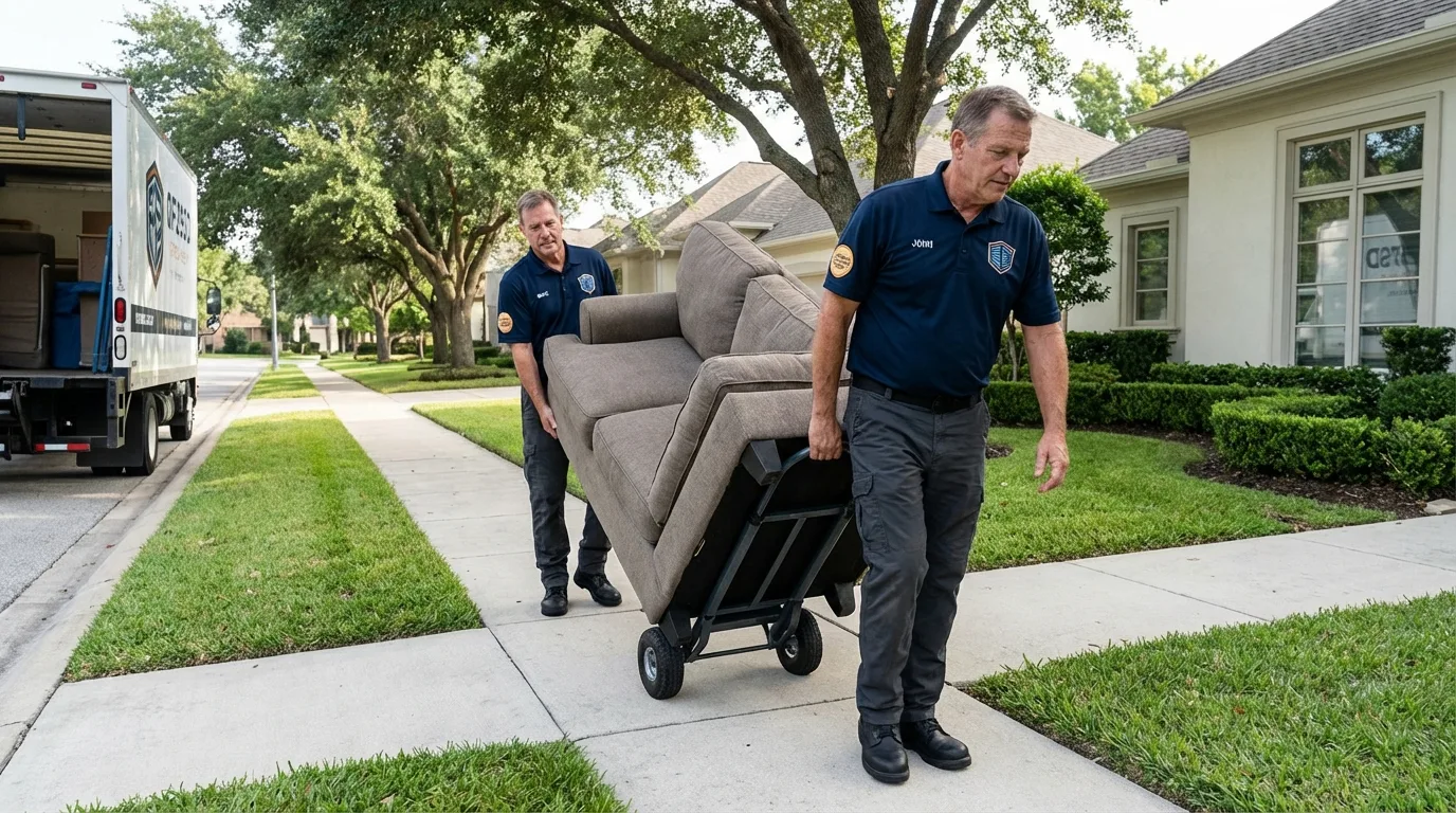 Local residential moving crew loading furniture in Running Springs, CA