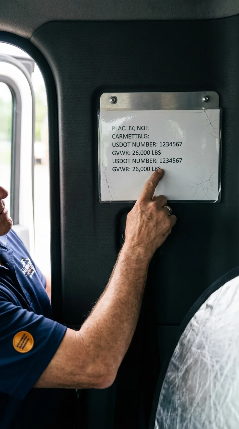 USDOT licensing placard verification in Running Springs